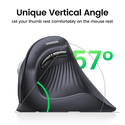 UGREEN Vertical Mouse Wireless Bluetooth 5.0 2.4G Ergonomic 4000DPI 6 Mute Buttons for MacBook Tablet Laptops Computer PC Mice