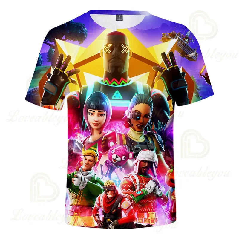 Fortnite T-Shirt für Jungen – Kinderoberteil für den Sommer, Kinderkleidung mit lustiger 3D-Battle-Royale-Game-Grafik, T-Shirt für Kleinkinder und Mädchen