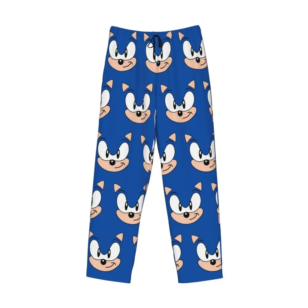Pantalones de pijama personalizados para hombre con estampado «Soniced», con motivo de erizo, ropa de dormir, pantalones de estar por casa con bolsillos