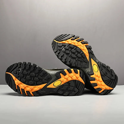 Botas de caminhada de cano alto para homem HIKEUP, calçado de inverno para exterior, com atacadores, antiderrapante, desportivo e casual, botas de trekking em camurça, quentes para homem