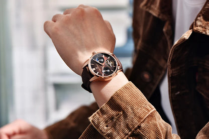 PAGANI DESIGN – Ceas mecanic de lux pentru bărbați, 41 mm, sticlă de safir, curea din piele, rezistent la apă, stil pilot, cu turbilion și fază lunară