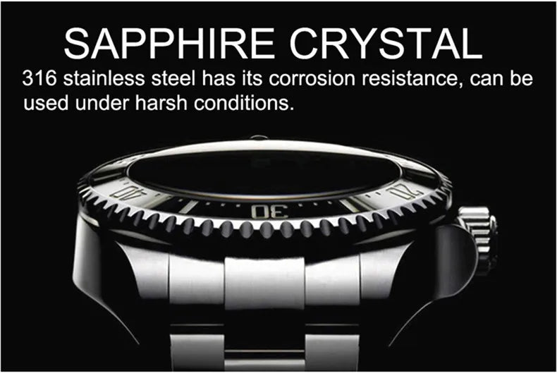 LOREO Original Men's Business Watch 20ATM Waterproof Wristwatch Top Brand Casual Sport Seagull Automatic Mechanical Watch Men