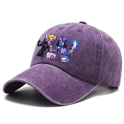 Fortnite A-Z Letter Adult Baseball Cap Men Women Adjustable Hat Washed Denim Retro Hip Hop Sun Hat Outdoor Sports Accessory Gift