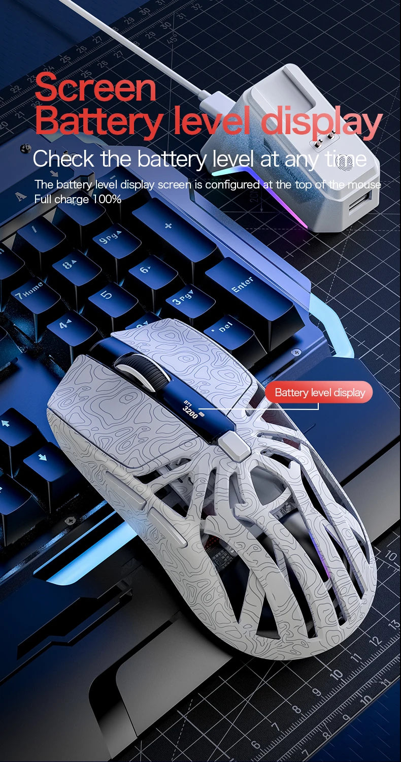 SMAILWOLF M8 Bluetooth Wireless Mouse, Three-Mode RGB Charging Base E-sports Gaming Mouse, PAW3311 Lightweight Gaming Office