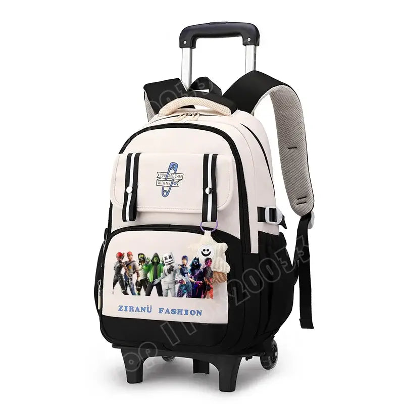 Fortnite Student Rolling Backpack Large Capacity Waterproof Lightweight Design Minimalist Laptop School Bag Casual Travel Bag