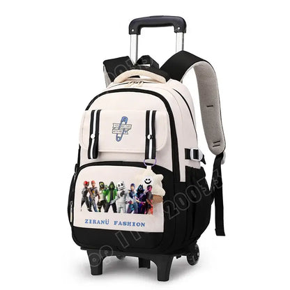 Fortnite Student Rolling Backpack Large Capacity Waterproof Lightweight Design Minimalist Laptop School Bag Casual Travel Bag