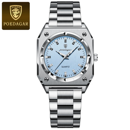 POEDAGAR Fashion Square Ladies Wristwatch Stainless Steel Waterproof Luminous Woman Watch Elegant Luxury Women's Quartz Watches