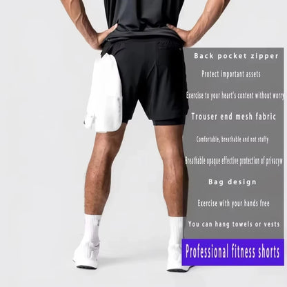 Pantalones cortos de Dragon Ball para hombre, de doble capa, 2-in-1 estilo Broly, de anime japonés, para verano y otoño, estilo «dos piezas», pantalones de chándal para gimnasio y fitness