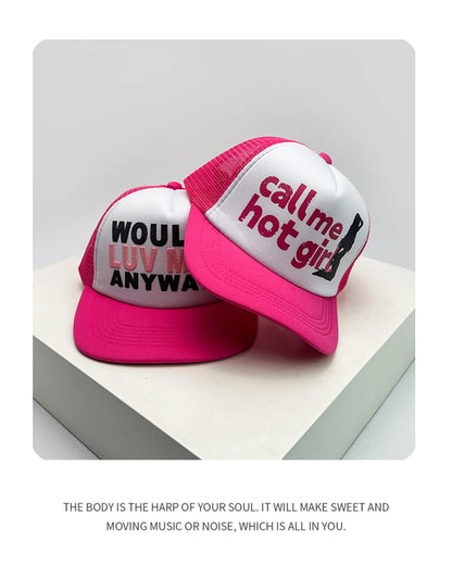 Gorras de béisbol unisex con bloques de color, letras estampadas y bordadas, estilo hip hop, de malla transpirable, con visera para el sol, gorras de camionero urbanas y versátiles