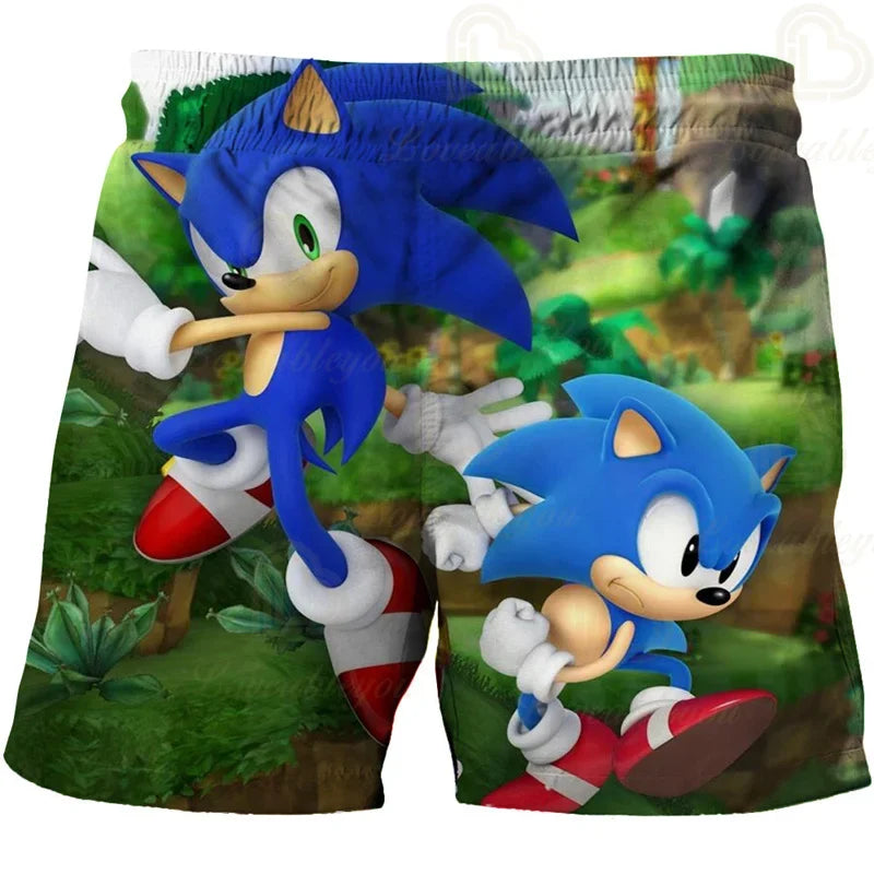 Pantalones infantiles de moda impresos en 3D: pantalones cortos S-Sonici, ropa de playa para niños, bañadores, trajes de baño, pantalones cortos de playa y pantalones