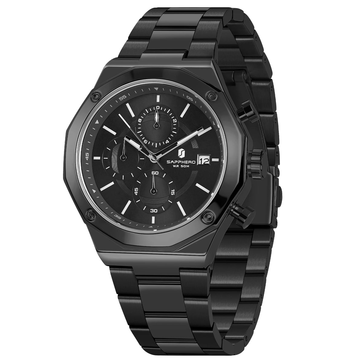SAPPHERO Roségouden herenhorloge, modieus luxe horloge, roestvrijstalen horloge, waterdicht tot 50 m, herenhorloge, nieuwjaarscadeaus