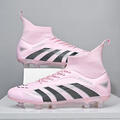 Nouvelles chaussures de football professionnelles pour hommes, crampons de football antidérapants TF/FG, baskets pour garçons, chaussures de sport confortables à la cheville, unisexes