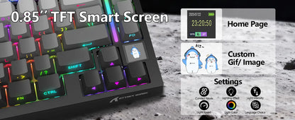 ATTACK SHARK X820 Ultra Gasket Mechanical Keyboard with TFT Screen & Knob, 75% ANSI Layout, Tri-mode, 5 Sound Absorbing Foams