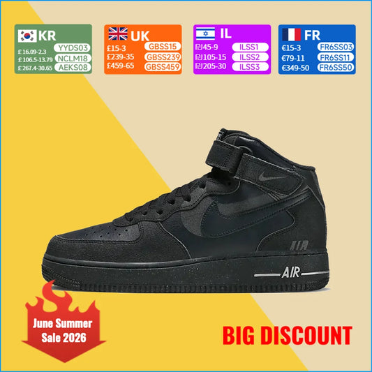 Nike Air Force 1 Mid Unisex-sneakers – ankelstöd, klassisk dämpad komfort och slitstark för att kunna bäras hela dagen DQ7666-001