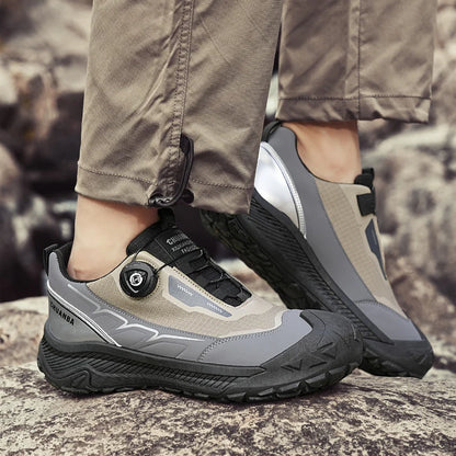 Rotary Buckle Men's Trekking Sneakers Outdoor Platform Hiking Shoes Comfortable Non-Slip Climbing Walking Shoes for Men
