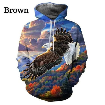 US Eagle Graphic Hoodie Men’s Clothing 3D Bald Eagle Printing Hoodies Women Pullovers Harajuku Fashion Y2K Tops Hoody Sweatshirts