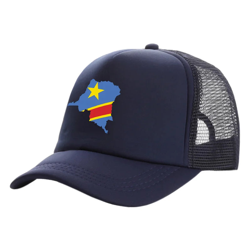 Casquette de camionneur pour homme « Congo démocratique » Casquette de la République démocratique du Congo Casquette de baseball Casquettes unisexes en maille aérée pour l'été
