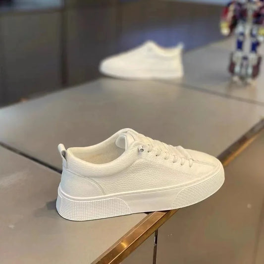 Herrsneakers, fritidsskor, herrskor utan klack, Zapatillas Hombre, lätta skor i PU-läder med andningsförmåga, vita sportskor för herrar
