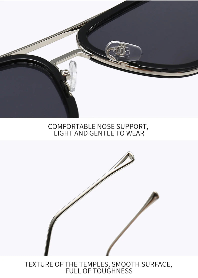 Ochelari de soare pătrați pentru bărbați, ochelari de soare metalici în stil steampunk pentru femei, ochelari de soare la modă pentru activități în aer liber, accesoriu unisex
