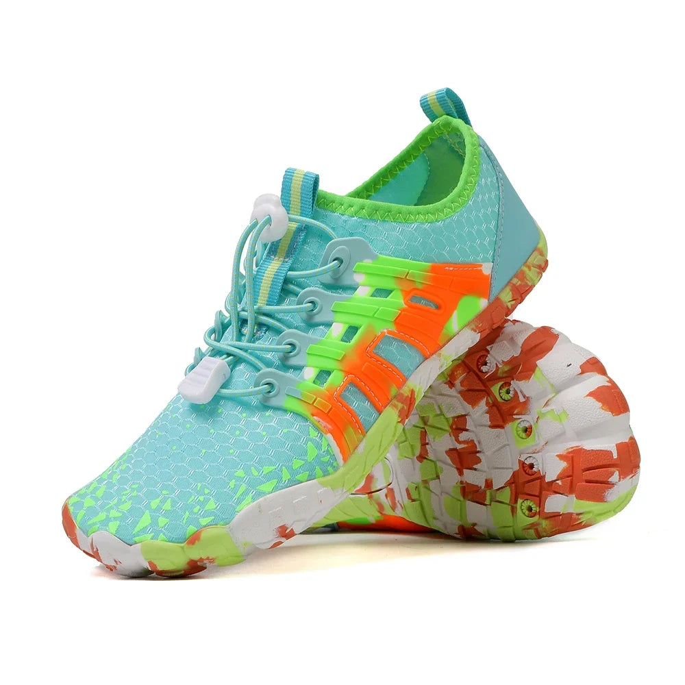 Men's and women's water shoes, upstream wading swimming barefoot five-finger aqua shoes, colorful beach seaside light unisex sneakers new