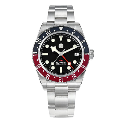 San Martin 39mm NH34 GMT Men's Luxury Watch Bidirectional Aluminum Bezel Automatic Mechanical Sapphire 100M Waterproof SN0109