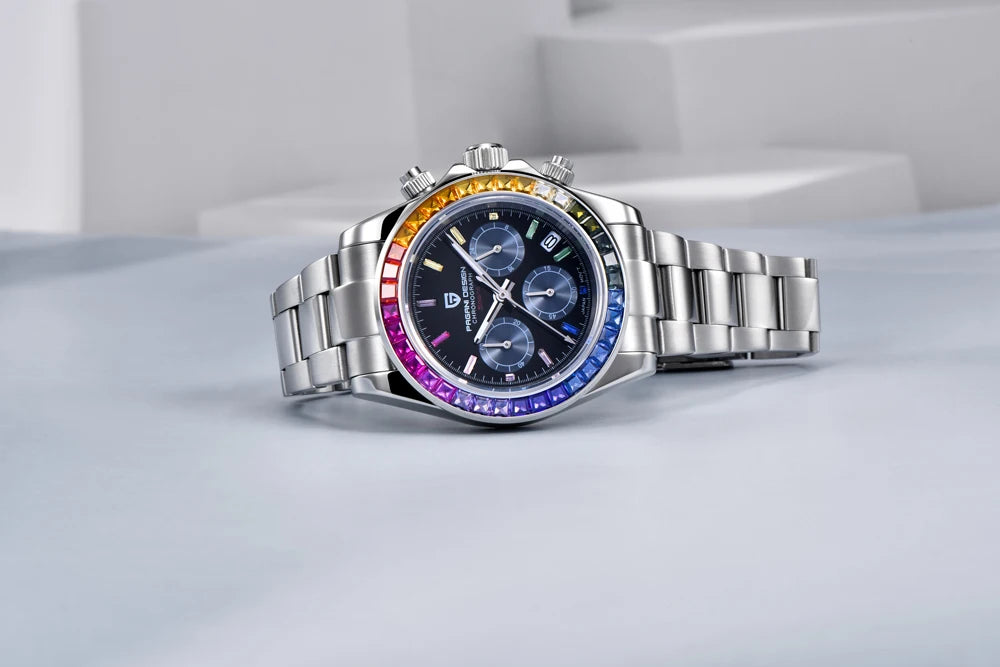 Relógio de pulso para homem PAGANI DESIGN – Modelo com mostradores coloridos, relógio de pulso de luxo com movimento de quartzo, cronógrafo equipado com um movimento