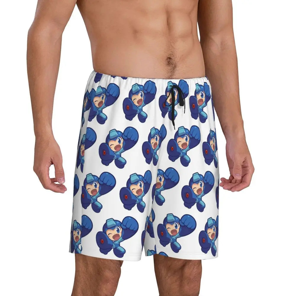Pantalones cortos de pijama personalizados de Mega Man, para hombre, ropa de dormir, pantalones cortos de estar por casa, pantalones para dormir