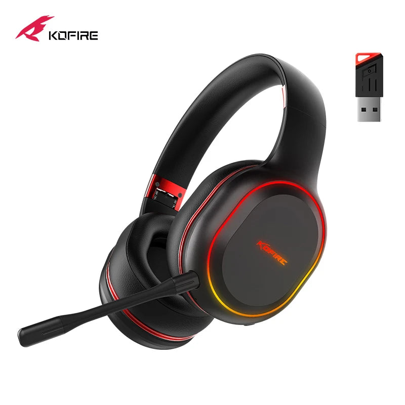 Kofire UG-05 Wireless Gaming Headset with Mic, RGB Lights, 2.4G Bluetooth 5.0 Gaming Headphones for PS5 PS4 PC Switch