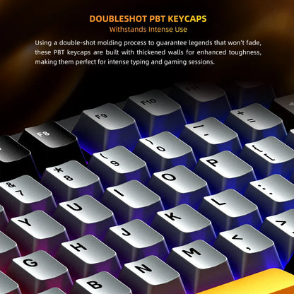 Machenike K600-B82W Mechanical Keyboard Tri-Modes Gasket Mounted 75% ANSI Layout RGB Backlit Wireless Gaming Keyboard
