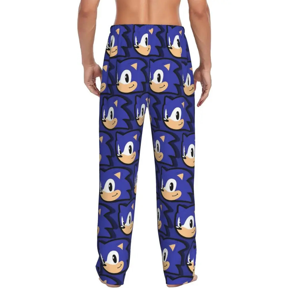 Pantalones de pijama personalizados para hombre con estampado «Soniced», con motivo de erizo, ropa de dormir, pantalones de estar por casa con bolsillos