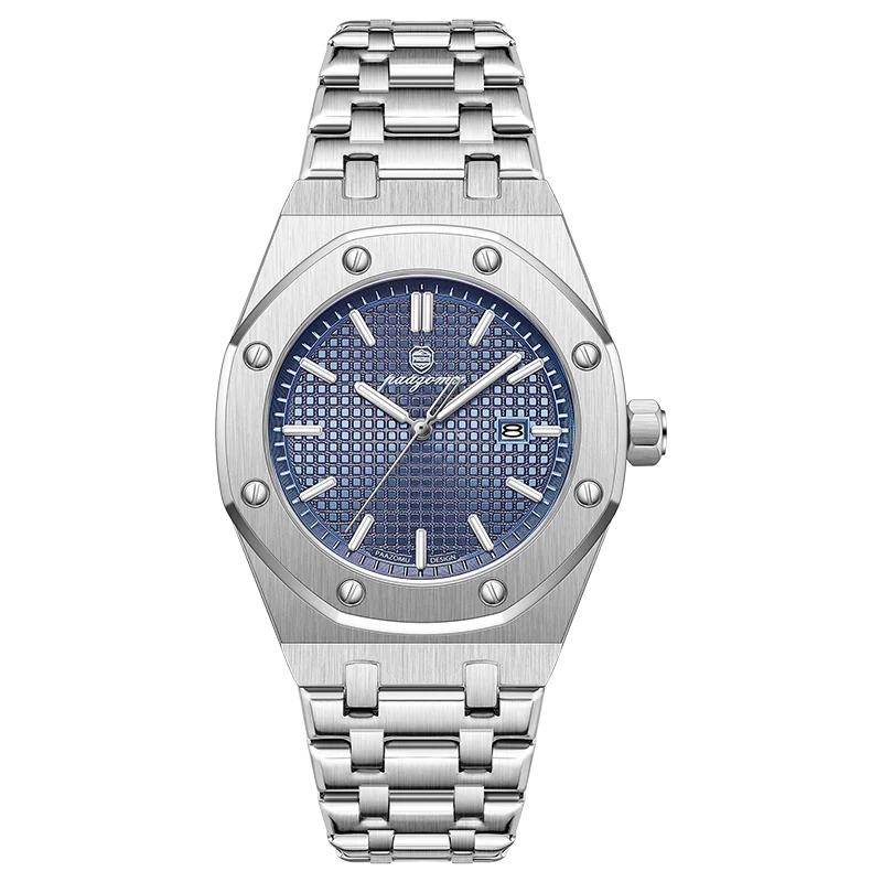 PAAZOMU Luxe vierkant herenhorloge met quartz, waterdicht, verlicht datumvenster, herenhorloge van roestvrij staal, zakelijke herenhorloges