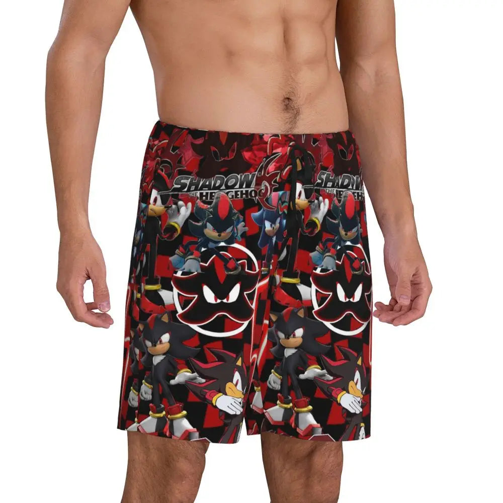 Pantalones cortos de pijama personalizados de Sonic the Hedgehog para hombre, para dormir y estar por casa