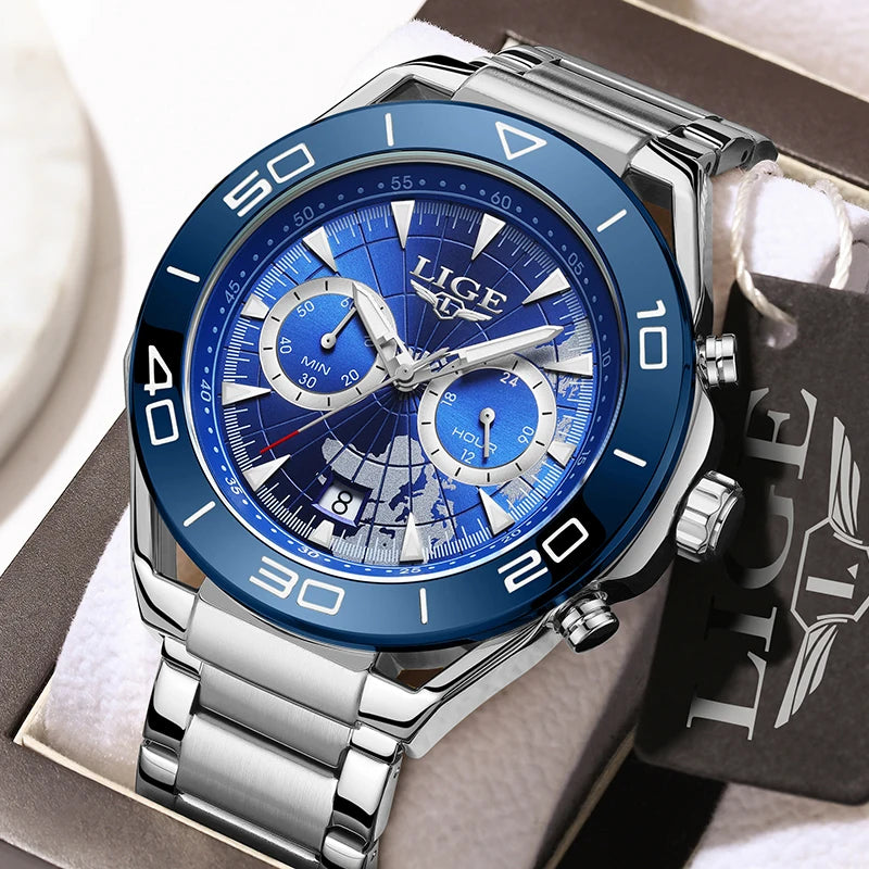 LIGE Luxe herenhorloges Casual zakelijk horloge Herenmode Waterdicht Militair herenhorloge met kwarts Montre Homme