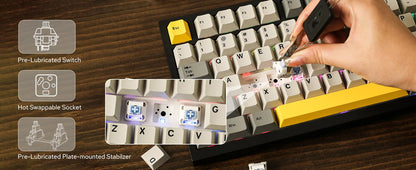 Ajazz AK820 Pro 75% Gasket-mounted Bluetooth 5.1/2.4G Wireless/Wired Mechanical Keyboard with TFT Screen for Mac/Win