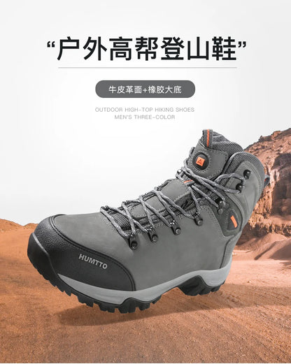 Zapatos de senderismo HUMTTO, botas de caza impermeables para hombre, botas tácticas de combate para desierto hasta el tobillo, botas de trekking para hombre y mujer, zapatillas cálidas de cuero