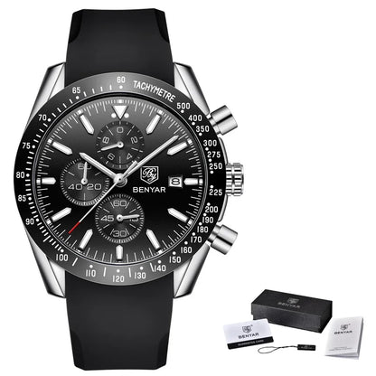 Orologio da uomo BENYAR 5140, orologio sportivo casual, orologio al quarzo di lusso impermeabile, cronografo militare di marca di alta gamma.