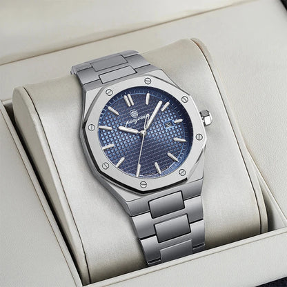 PAAZOMU Luxe vierkant herenhorloge met quartz, waterdicht, verlicht datumvenster, herenhorloge van roestvrij staal, zakelijke herenhorloges