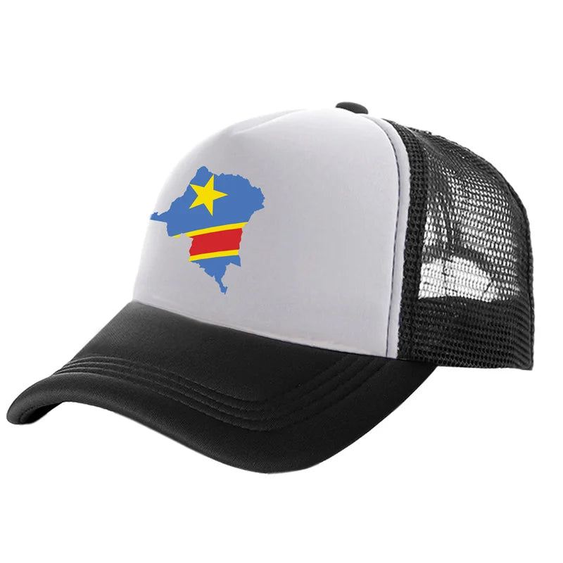Casquette de camionneur pour homme « Congo démocratique » Casquette de la République démocratique du Congo Casquette de baseball Casquettes unisexes en maille aérée pour l'été