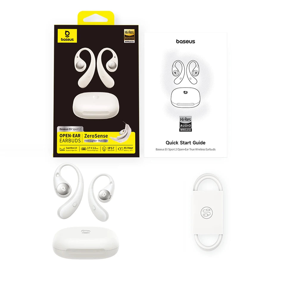 Baseus Eli Sport 2 avoimetyyppiset langattomat kuulokkeet, Bluetooth 6.0, OWS-kuulokkeet, korkean resoluution ääni LDAC-tuella, OWS-kuulokkeet, korvakoukulla varustetut urheilukuulokkeet