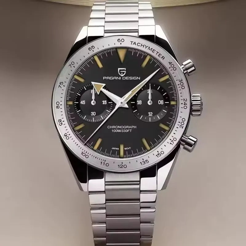 PAGANI DESIGN New 2026 Retro Luminous Moon Watch Men's Quartz Speed Sport Chronograph AR Sapphire Mirror VK64 Steel Men's Watches