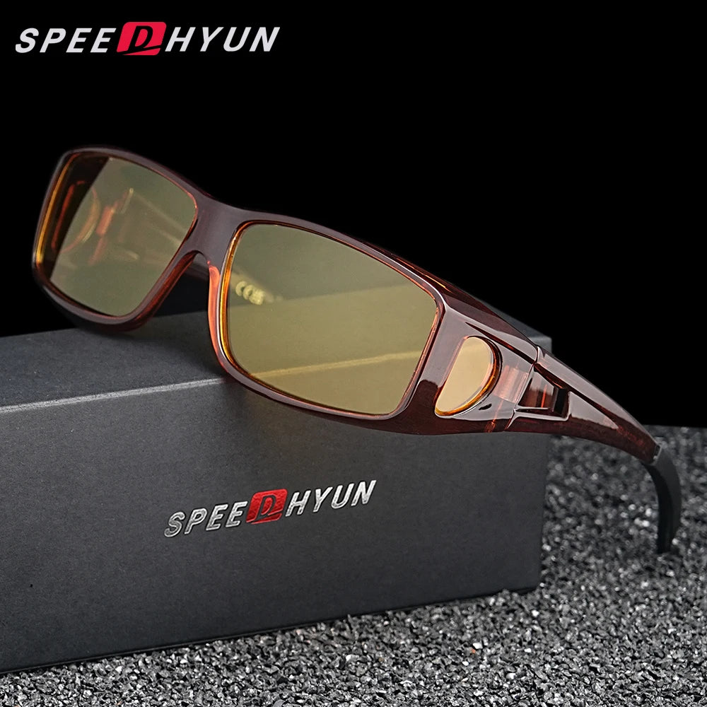 SPEEDHYUN Fit Over Wrap Sunglasses Men Women Anti Glare Night Vision UV400 Protection Driving Sport Protective Glasses Eyewear