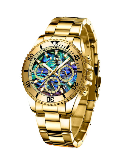 BIDEN Multi-functional men's quartz watch luxury waterproof night light business style diving series casual fashion watch