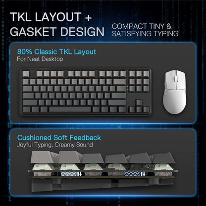 Redragon K707 PRO GB 80% Gasket RGB Gaming 3-Modes Wireless TKL Mechanical Hot-Swap Noise Dampening Keyboard, Mint Mambo Switch