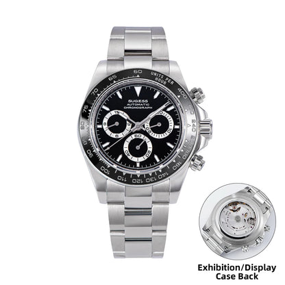 Sugess Diving Men's Watch Panda Automatic Mechanical Chronograph Peacock SL4801 Movement Wristwatch Waterproof Ceramic Bezel New