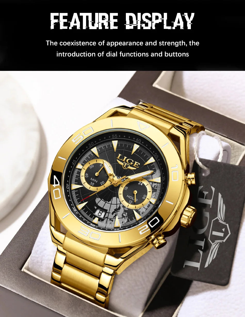 LIGE Luxe herenhorloges Casual zakelijk horloge Herenmode Waterdicht Militair herenhorloge met kwarts Montre Homme