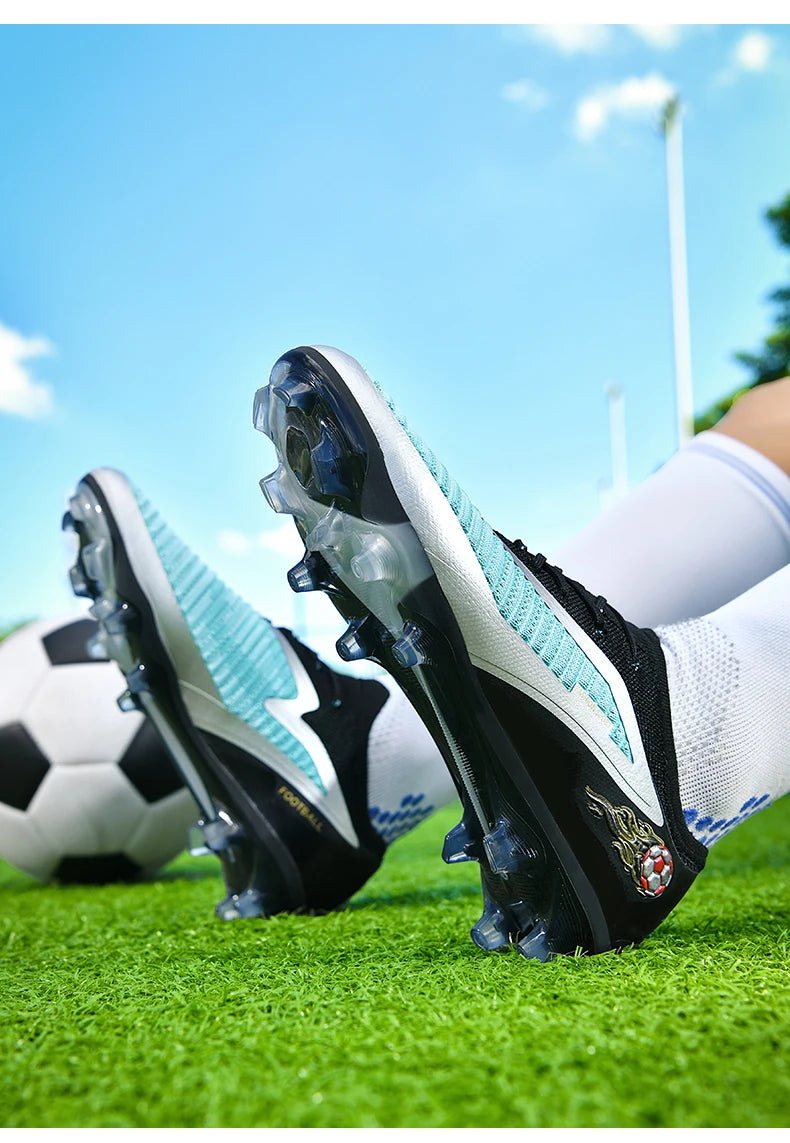 Nouvelles chaussures de football pour hommes, crampons de sport d'extérieur, antidérapantes, à longues pointes, respirantes et confortables pour l'entraînement et les matchs.