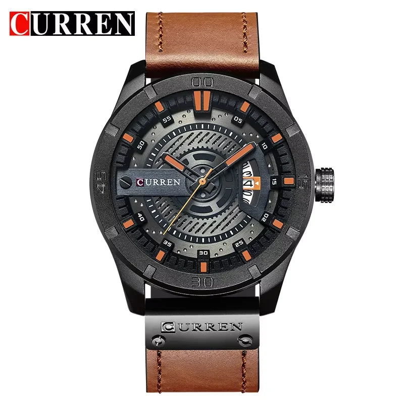 Luxe horlogemerk CURREN: militaire sporthorloges voor heren, quartzhorloge met datum, casual leren polshorloge voor heren, Relogio Masculino