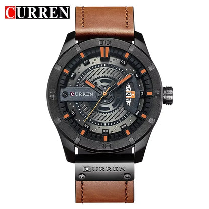 Luxe horlogemerk CURREN: militaire sporthorloges voor heren, quartzhorloge met datum, casual leren polshorloge voor heren, Relogio Masculino