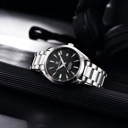 Montre de luxe pour homme PAGANI DESIGN – Modèle automatique mécanique (calibre 8215), en acier inoxydable, étanche, avec affichage de la date et aiguilles luminescentes