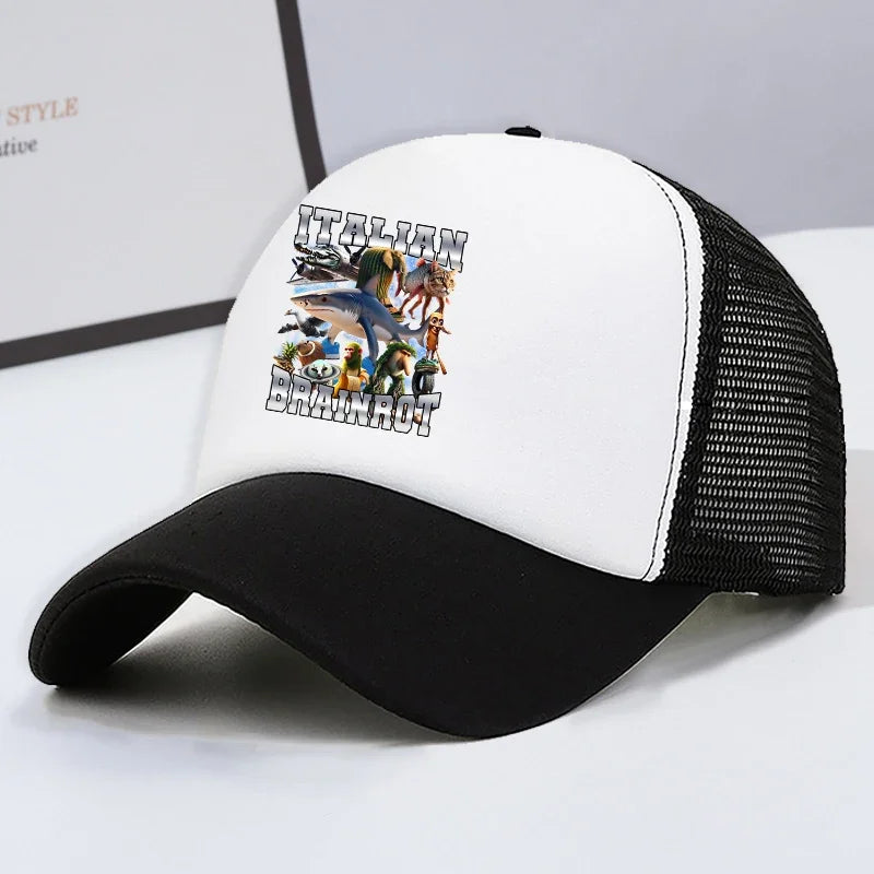 Italian Brainrot Kids Baseball Cap Boy Casual Hat Children Sports Sun Hats Tung Sahur Tralalers Shark Adjustable Bonnet Men Gift